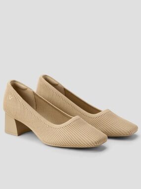 Vivaia Melody Chunky Square Toe Comfort Heels Knit Nude Peach - Cream EU 40 US 9